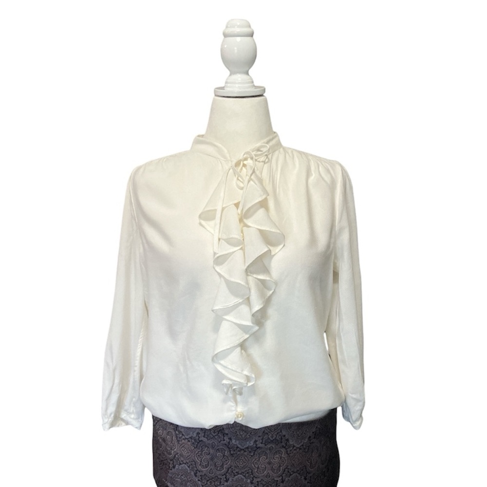 Lauren Ralph Lauren Jeans Cream Ruffle Blouse L
